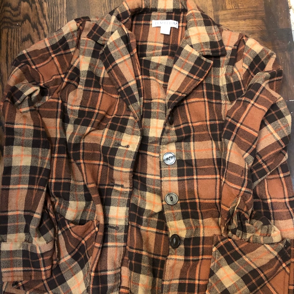 Orange and Brown Plaid Blazer Jacket